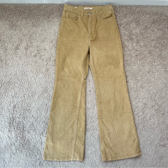 Levi's Premium Ribcage Boot Corduroy Flared Bootcut Pants in Iced Coffee Size 27 - Picture 2 of 16